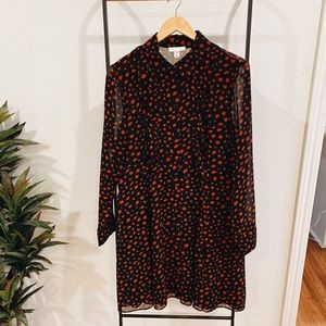 Long Sleeve Collared Dress Sheer Back